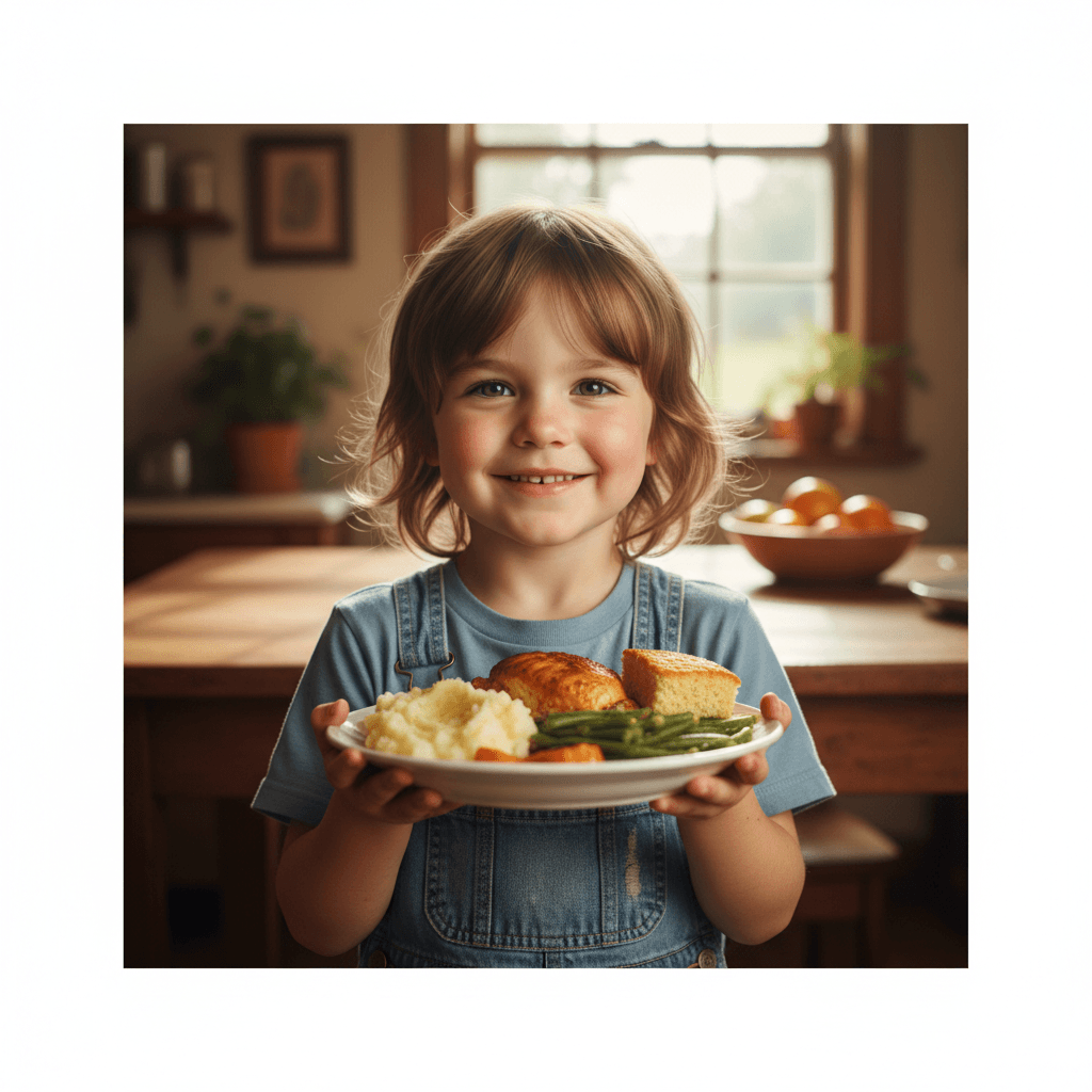A child receives a meal from the ministry