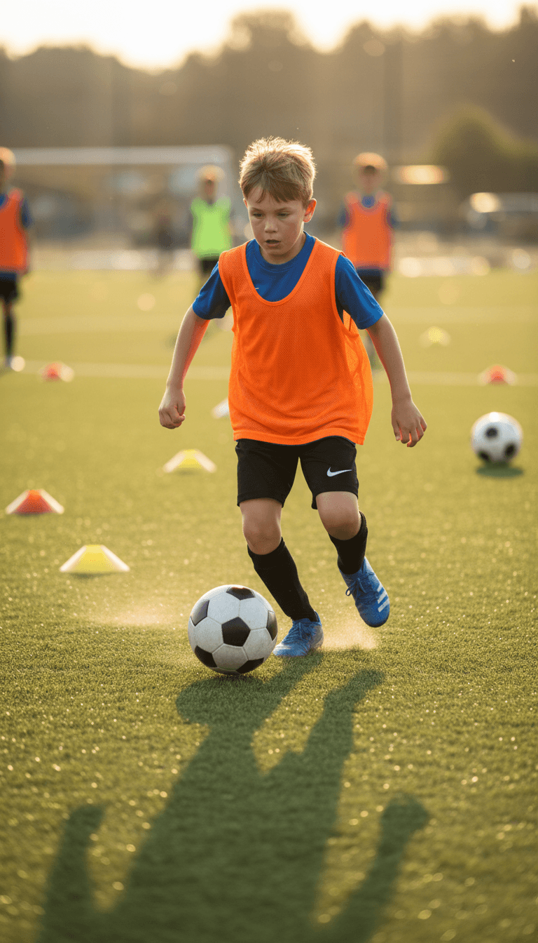 Child receiving a soccer ball